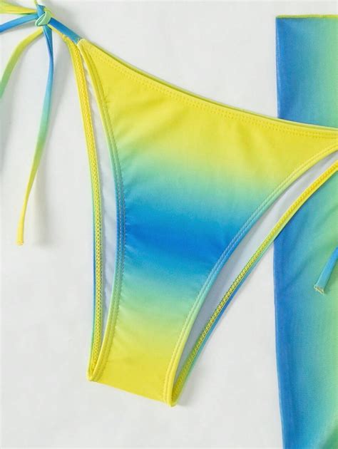 Color Block Halter Neck Back Tie Separates Swimsuit Set Pcs Triangle Bikini Shein Eur