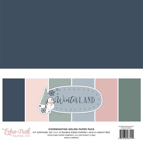 Echo Park Winterland Collection Christmas 12 X 12 Paper Pack Solids