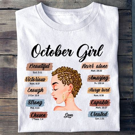 Personalized October Girl Birthday T Shirt Custom Birthday Shirt