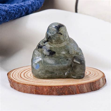 Crystal Carved Laughing Happy Buddha Feng Shui Figurines Wealth