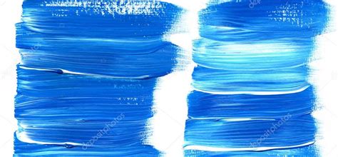 Paint brush stroke texture. Blue acrylic paint blotch isolated on white ...