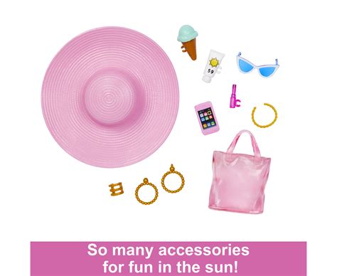 Blonde Barbie Doll With Swimsuit And Beach Themed Accessories