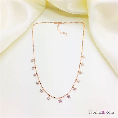 Collana Girocollo Argento Oro Rosa Stelline Zirconi Sabrinabi