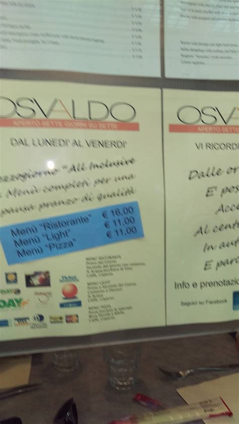 Menu Da Osvaldo Pub Bar Piacenza