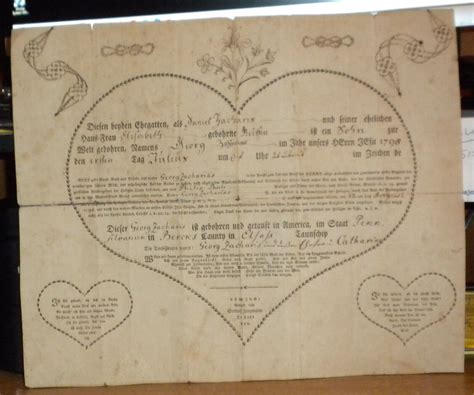 Dated 1798 Pennsylvania Berks County Fraktur Heart Form Used But Very Readable Ebay