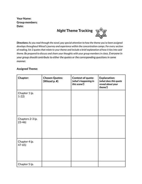 Creative Assignment Night By Elie Wiesel ESL Worksheet By MrMeijer