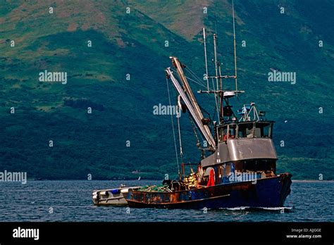 commercial salmon fishing boat  high resolution stock photography