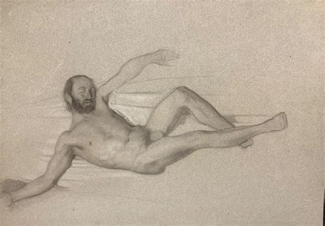 Proantic Academic Study Of Male Nude XIX Century