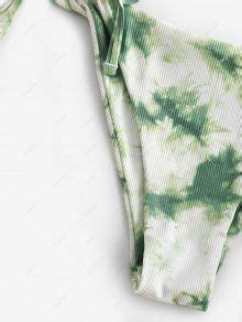 ZAFUL Ribbed Tie Dye Cutout Bikini Swimwear In GREEN ZAFUL 2025