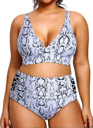 Yonique Womens Plus Size Bikini Swimsuits High Waisted Swimwear Tummy Control Two Piece Bathing