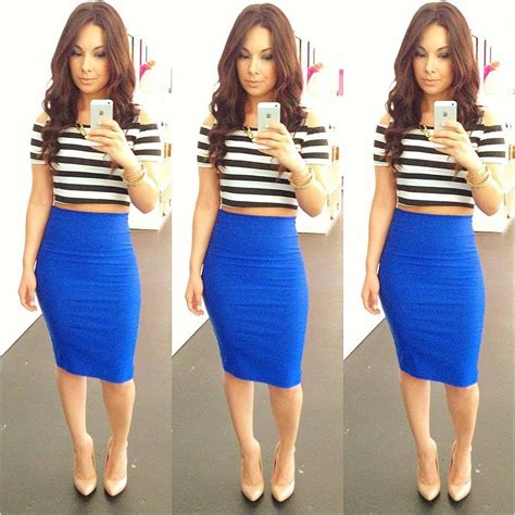 Pin By Katie Biersmith On What Should I Wear Today Blue Skirt Outfits Royal Blue Pencil