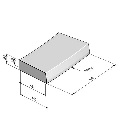 Highway Kerb Half Battered Radius External 500x160 1m Radius