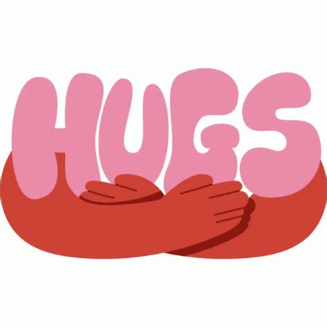 hugs red arms hugging hug  pink bubble letters sticker hugs red