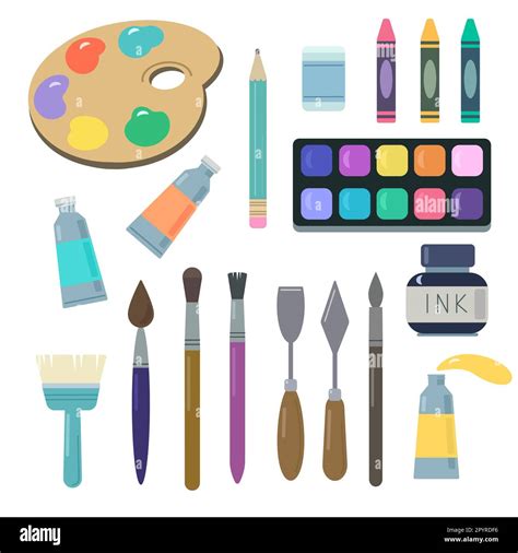 Artists Supplies Paint Tool Vector Illustration Watercolor Paints