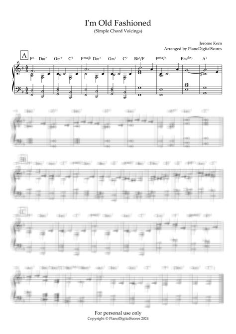 I M Old Fashioned Simple Chord Voicings Arr PianoDigitalScores