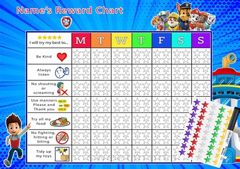 Personalised Good Behaviour Reward Chart Star Chart Routine Etsy Uk