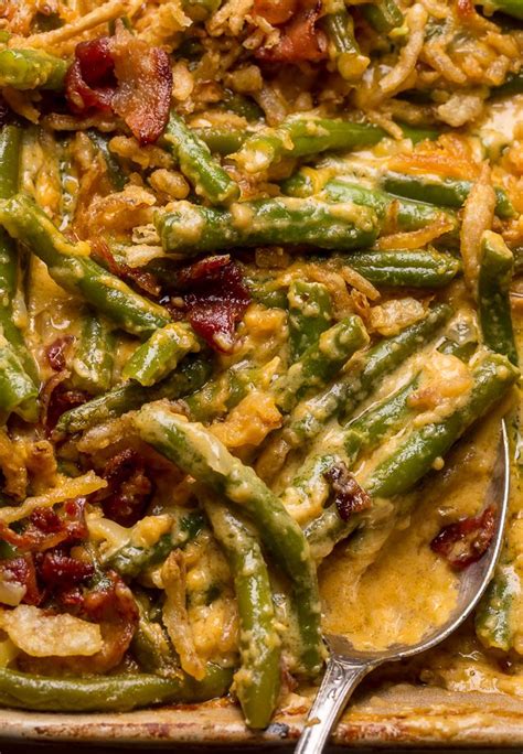 Cheesy Bacon Green Bean Casserole Baker By Nature Recipe Green Beans Green Bean Casserole