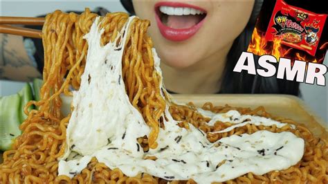 ASMR NUCLEAR X2 FIRE NOODLES CHEESE EATING SOUNDS NO TALKING SAS