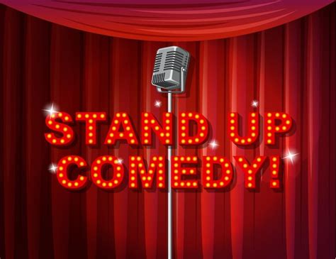 Free Vector Stand Up Comedy Banner With Stage Red Curtain Background