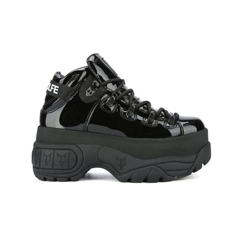 Shop Naked Wolfe Sneakers Black Patent Leather Sneakers Boots Platform Sneakers