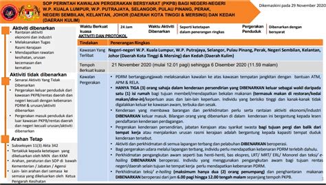 Sop Pkpb November Bagi Kuala Lumpur W P Putrajaya Selangor