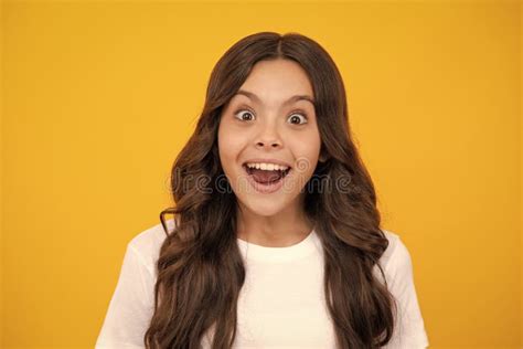 Amazed Teen Girl Excited Expression Cheerful And Glad Stock Image