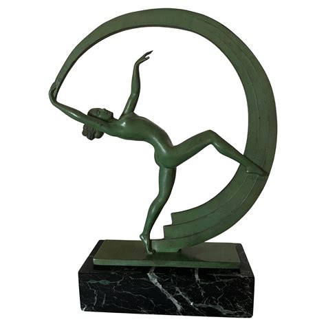 Art Deco Sculpture Nude Disc Dancer By Derenne And Max Le Verrier France For Sale At StDibs