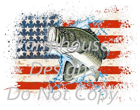 American Flag Bass Fishing Father S Day Sublimation Transfer Or White