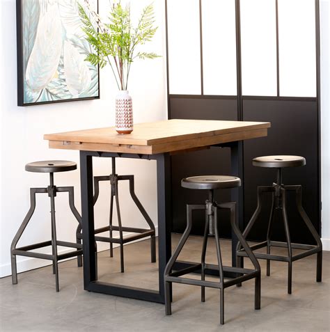 Table Haute Extensible Bois Recycl Cm Brisbane Tables Hautes