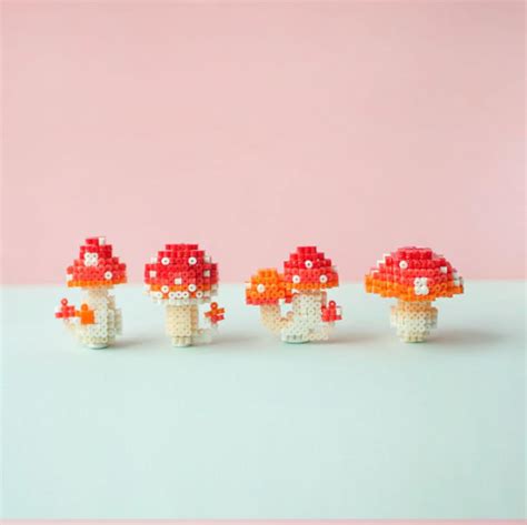 DIY Mini Mushroom 3D Perler Bead Pattern Tutorial - Etsy