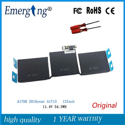 11.4V 54.5Wh New Original A1713 Laptop Battery for Apple MacBook Pro 13 ...