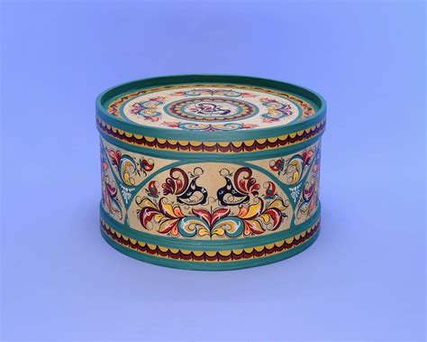 Купить деревянные короба, круглые с мезенской росписью, коробки для ...