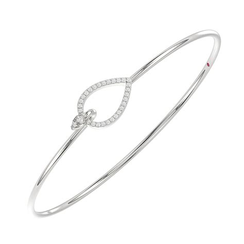 18k White Gold 15ct Round Diamond Ladies Bangle