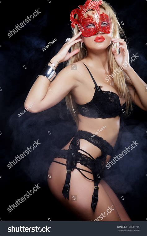 Shot Sexy Woman Erotic Lingerie Mask Stock Photo 108649715 Shutterstock