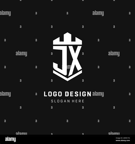 Jx Monogram Logo Initial With Crown And Shield Guard Shape Style Vector