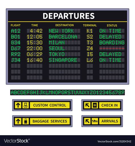 Departure board airport board announcement Vector Image