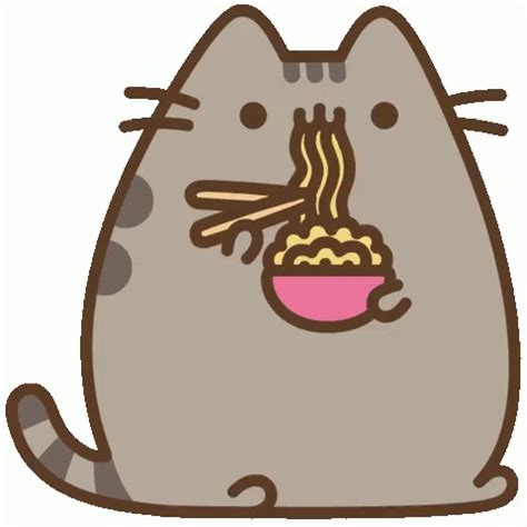 Pusheen Noodle Sticker Pusheen Noodle Eating Discover Share Gifs