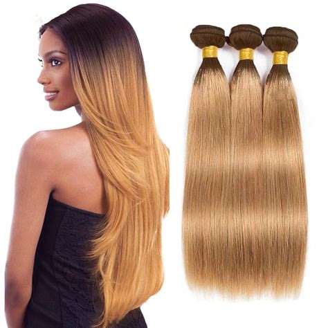 Amazon T4 27 Bundles Human Hair Honey Blonde Bundles Ombre