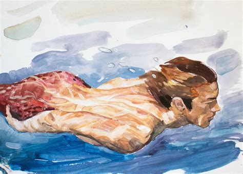 Dagaric Hot Swimmer Cute Gay Lgbtq Erotic Art Beauty Warm Summer Pool Water Shine Beach