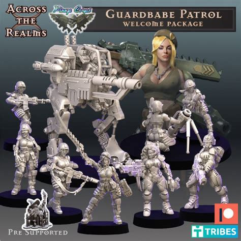 Guard Babe Patrol Across The Realms 32mm Printed Miniatures Ideal For