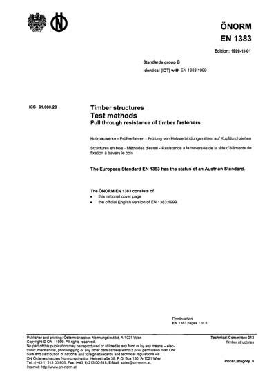 Onorm En Timber Structures Test Methods Pull Through