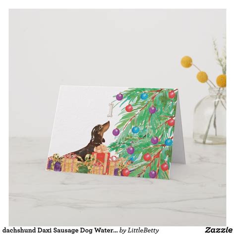 Dachshund Daxi Sausage Dog Watercolor Card Zazzle Watercolor