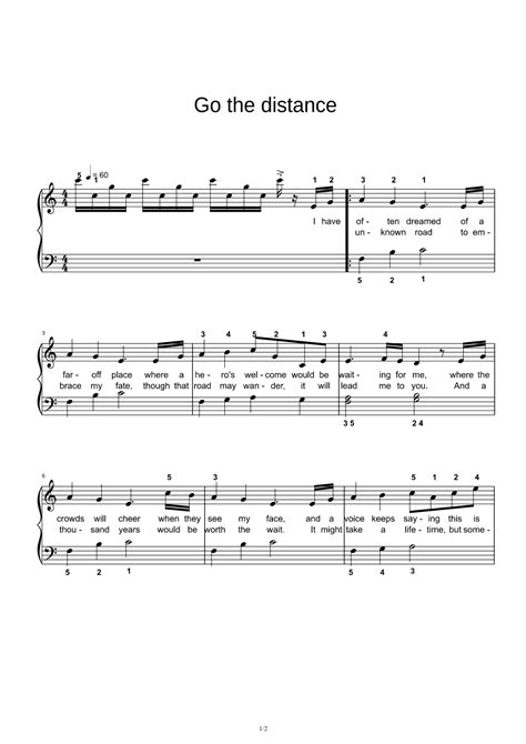 Go The Distance Arr Michael Bolton By Michael Bolton Sheet Music For