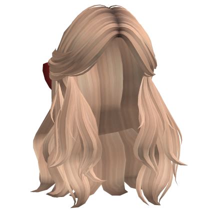 Long Flowy Wavy Christmas Hair W Bow Blonde 2 Roblox
