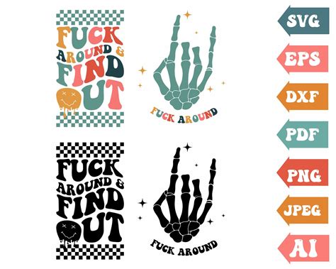 Fuck Around And Find Out Svg Wavy Svg Wavy Text Retro Svg Skeleton Hand Svg T Shirt Svg