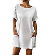 Ai Mage Women S Swimsuit Coverup Bathing Suit Cover Ups Casual Loose Short Sleeve Bikini