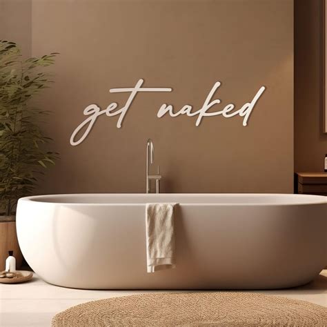 Quirky Bathroom Decor Get Naked Wall Art Wooden Humor Sign Etsy