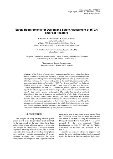 (PDF) Safety Requirements for Design and Safety Assessment of HTGR and ...