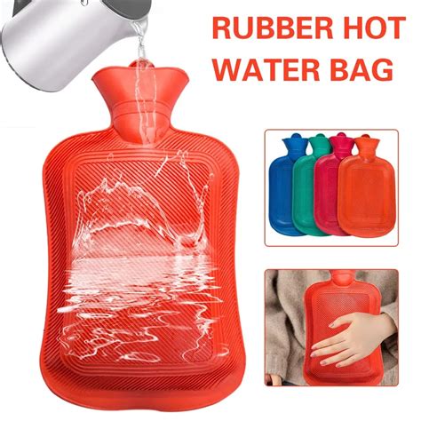 Classic Red Rubber Hot Water Bottle Hot Compress Pain Relief From Headaches Cramps Arthritis