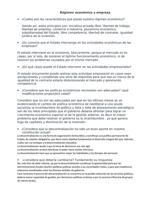 Ta1 Derecho Empresarial Régimen Económico Y Empresa ¿cuáles Son Las Características Que Posee